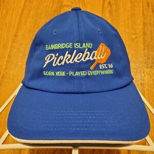 Pickleball‎ Hat Cap Adult Strapback Blue Bainbridge Island Stretch